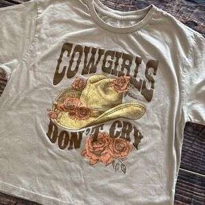 Organic Collective by Organic Generation Cowgirls Don't Cry Crop Tshirt Small